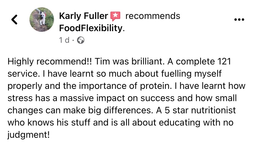 Karly's review about how he lost weight sustainably with FoodFlexibility.